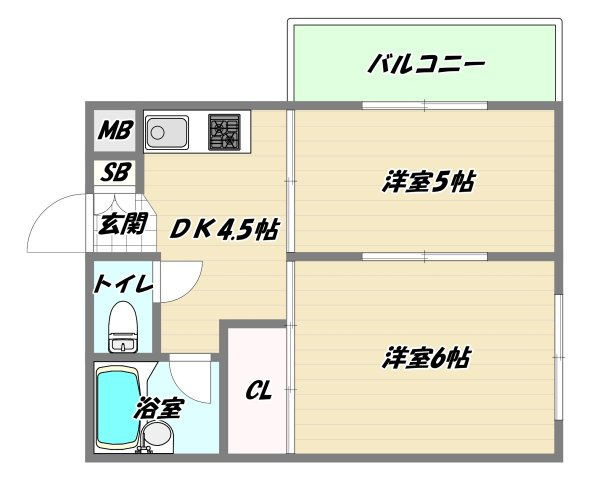 大阪市淀川区東三国６丁目の賃貸マンションの間取り