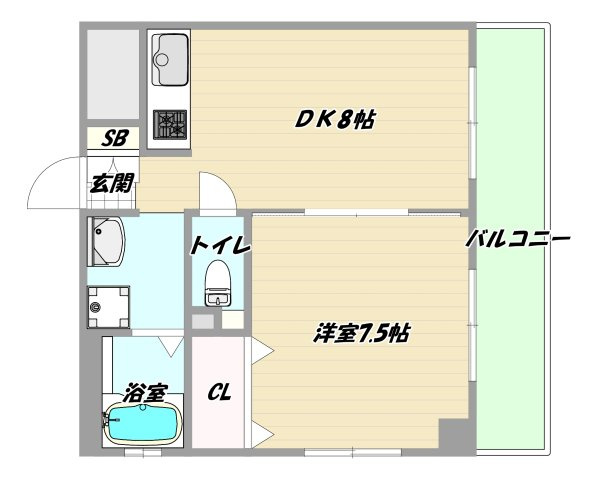 大阪市淀川区宮原１丁目の賃貸マンションの間取り