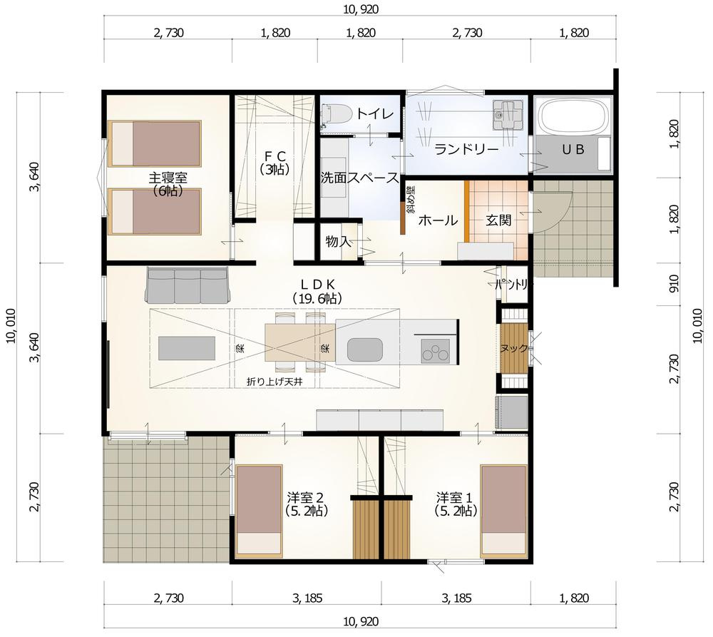真岡市亀山　新築戸建　敷地89.48坪の間取り