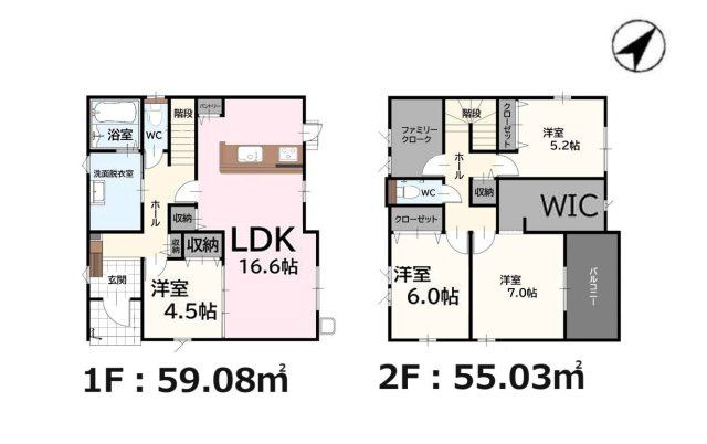 宗像市自由ヶ丘9丁目第3-2棟（2号棟）の間取り|全居室収納付きで便利です。