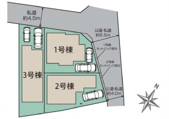 【横浜市旭区本村町80-3全3棟新築戸建て】★仲介手数料無料★（二俣川小学校・万騎が原中学校）の区画図