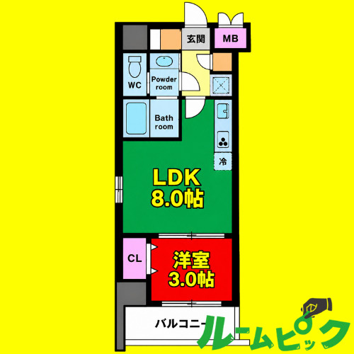 ヴェルデシア名駅南(旧ルネフラッツ名駅南)　名古屋市賃貸　仲介手数料無料の間取り