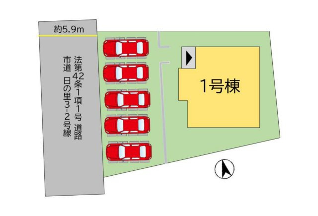 宗像市日の里3丁目第4-1棟（1号棟）の区画図|配置図