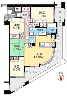 【間取り】 | アズ・ワン、リッシュ | ４LDKの間取りでファミリー様におすすめです♪南東角部屋で陽当たり良好です！！
