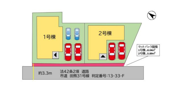 宗像市田熊3丁目第2-2棟（2号棟）の区画図|配置図（2号棟）