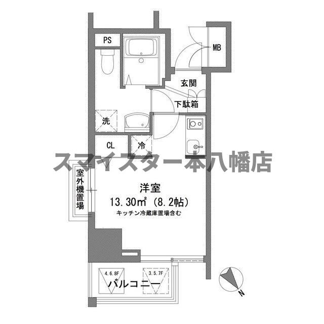松戸市日暮２丁目の賃貸マンションの間取り
