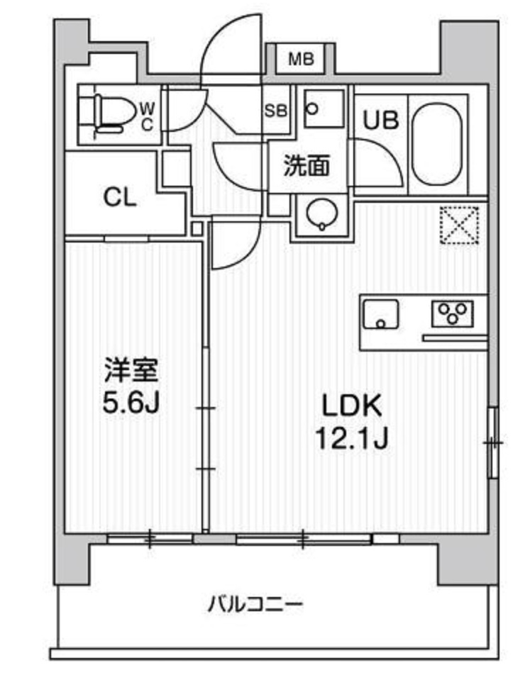グラシアプレイス大森町の間取り|最上階角部屋カウンターキッチンとウォークインクローゼットの1LDK