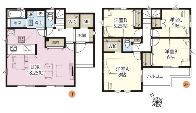 【間取り】 | 加須市西ノ谷　GRAFARE　新築戸建　全8棟　2号棟