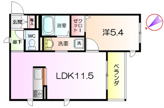 【間取り】 | シャーメゾン戎之町 | １ＬＤＫ