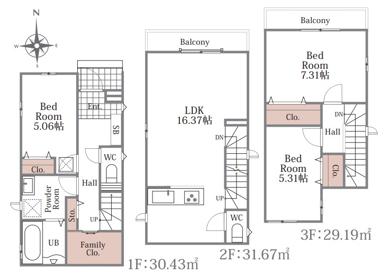 東大阪市大蓮南　新築一戸建ての間取り|H号地