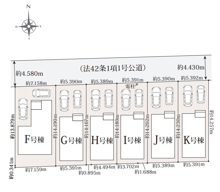 東大阪市大蓮南　新築一戸建ての区画図|全6区画