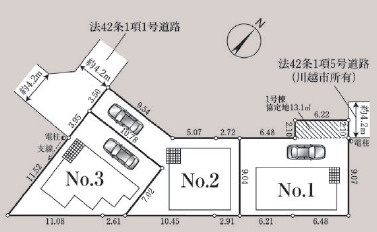 《仲介手数料半額》川越市大塚第7　全3棟　2号棟の区画図