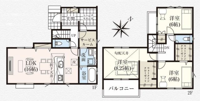 【間取り】 | 鶴ヶ島市脚折32期　グラファーレ　新築戸建　全3棟　2号棟