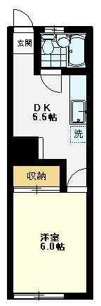 【間取り】 | Ｓハイツ | Ｓハイツ、Ｂ号室、１ＤＫ