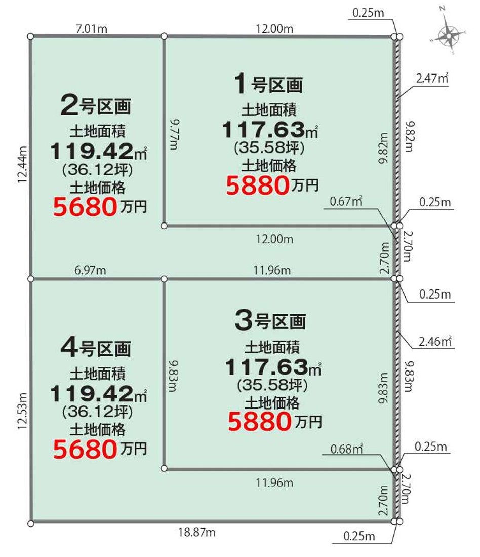 三鷹市新川3丁目 京王線 つつじヶ丘駅 売地の土地図