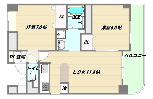 大阪市淀川区十三東１丁目の賃貸マンションの間取り