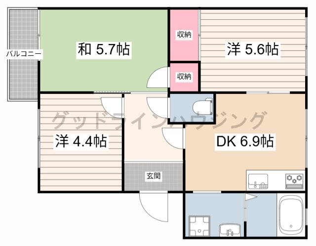 ガーデンハイツ緑ヶ丘　Ｅ棟の間取り