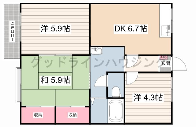 ガーデンハイツ緑ヶ丘　D棟の間取り