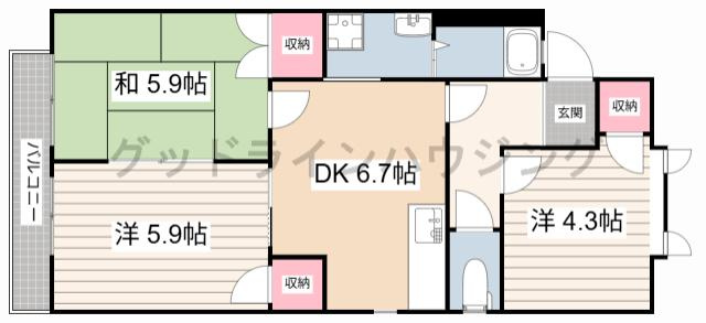 ガーデンハイツ緑ヶ丘　D棟の間取り