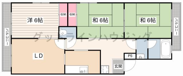 サンハイツ多井田　A棟の間取り
