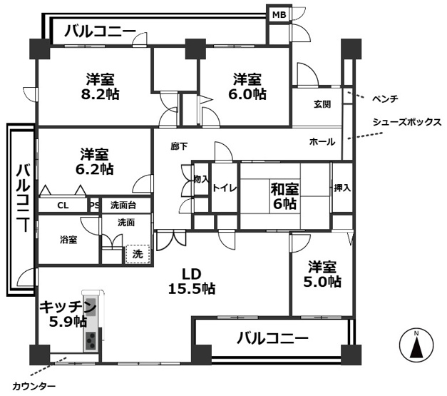 【間取り】 | シャトレ愛松緑ヶ丘 マンション