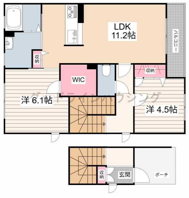 アトリエール　上中A棟の間取り