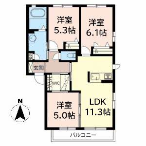 シャーメゾンクレセオ上中Aの間取り
