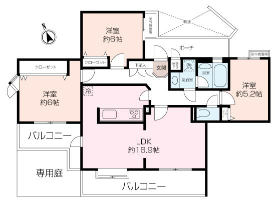 【三方角部屋3LDK】ライオンズヒルズ本郷台伍番館の画像