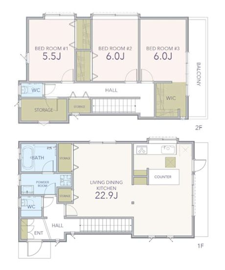 【間取り】 | 練馬区東大泉７丁目　中古戸建て | 22.9帖の広々LDKと全室収納付きの快適な3LDKプラン