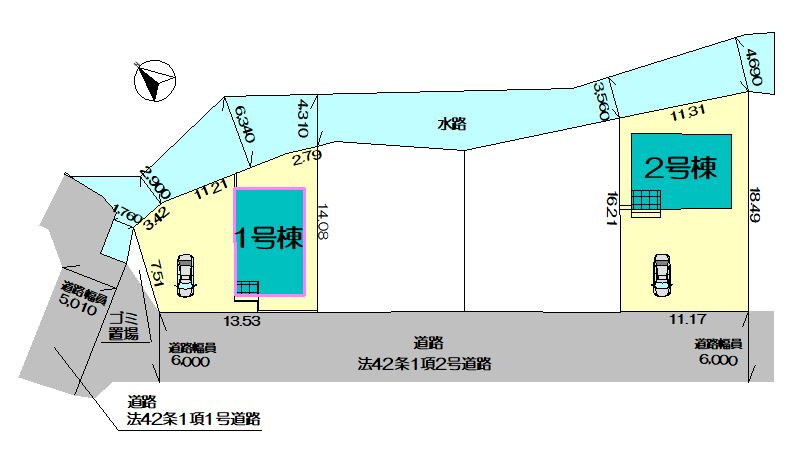 クレイドルガーデン鹿沼市泉町第3の区画図|駐車スペース２台ございます（車種による）