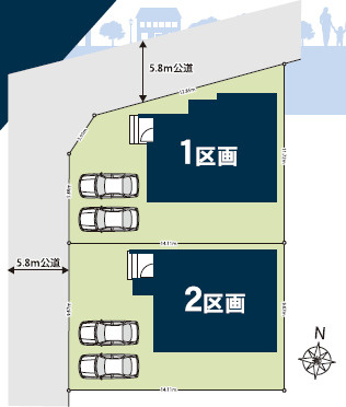 《仲介手数料半額》新座市馬場19期　全2棟　2号棟の区画図