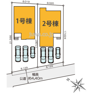 【新築分譲住宅】富士見市上沢8期の区画図