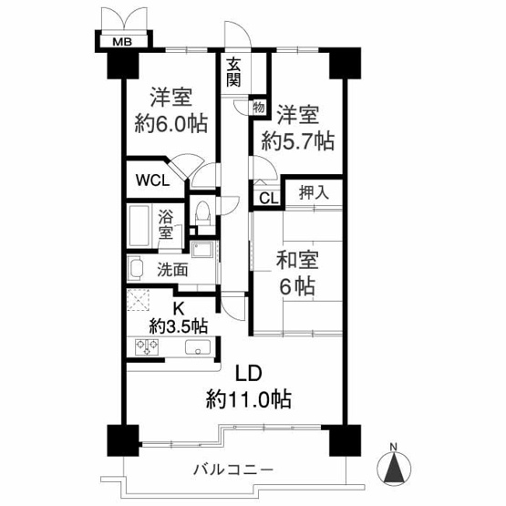【間取り】 | モンセーヌ東三国
