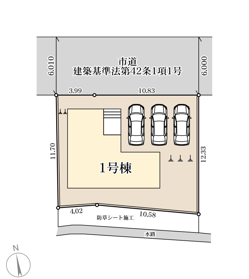 小郡市寺福童第10-1棟（1号棟）の区画図|配置図（号棟）
