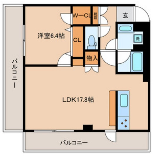 レジデンス新蒲田スクエアの間取り|55平米超えの1LDK