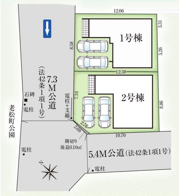 堺市堺区老松町　新築一戸建ての区画図|全2区画