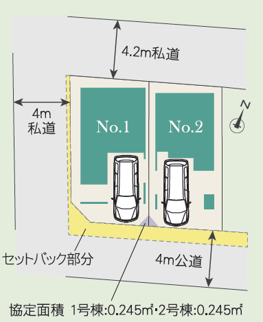《仲介手数料半額》志木市柏町408②全2棟　2号棟の区画図
