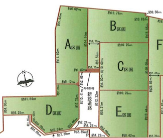 【土地図】 | 【仲介手数料無料！！】府中市日新町2丁目　建築条件付き売地（全10区画）E区画　4490万円 | A～E区画