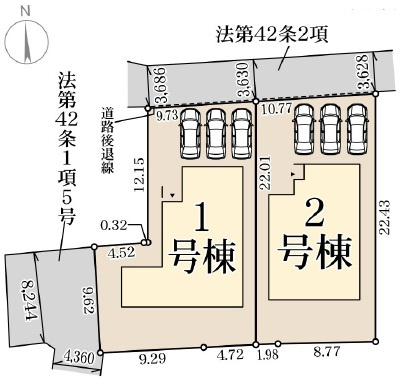 ●奈良市六条　第4期　新築一戸建ての区画図|全2区画