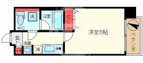 レオンコンフォート難波の間取り|レオンコンフォート難波　開放感ある間取