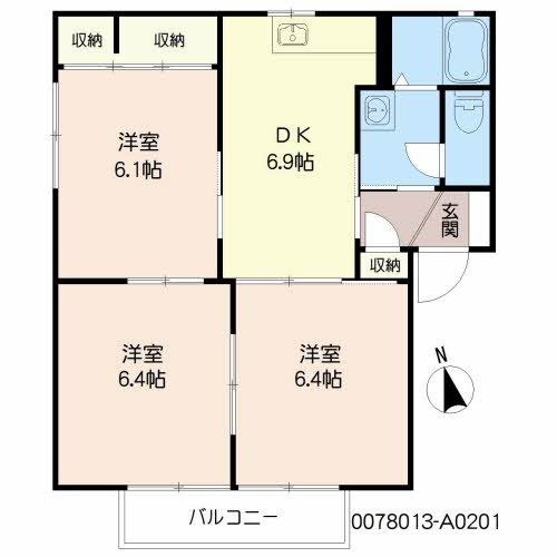 ディアス旭 A棟の間取り|使い勝手の良い間取りです♪