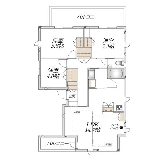【間取り】 | （仮称）碑文谷６丁目メゾン | 3LDK