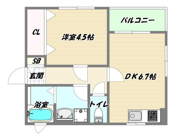 大阪市淀川区西中島１丁目のアパートの間取り