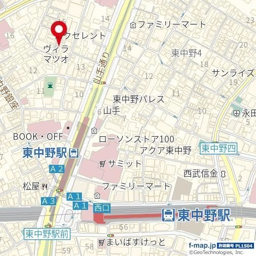 ソルナクレイシア東中野の地図