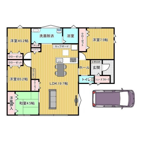 筑後市大字西牟田の新築一戸建の間取り|図面と現況が異なる場合は現況を優先します。