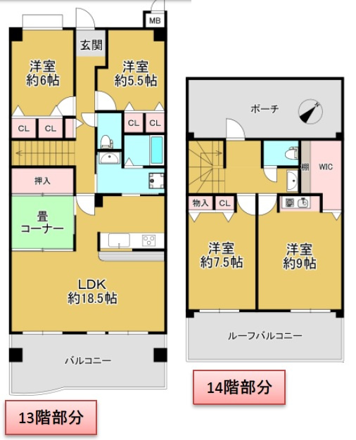 ディオフェルティ学園都市ドルミハイツ垂水ⅢC棟の間取り