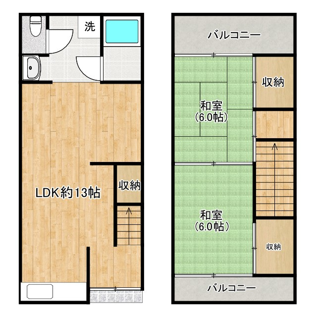 城垣町テラスハウスの間取り