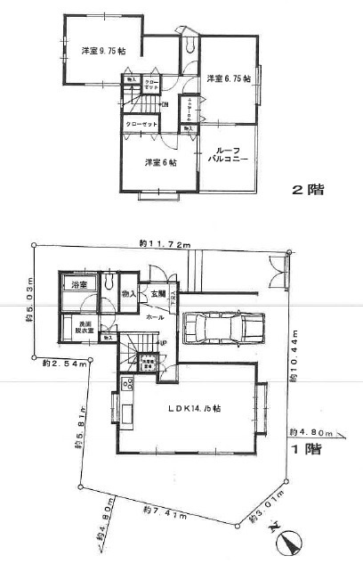 秦野市東田原　中古戸建の間取り