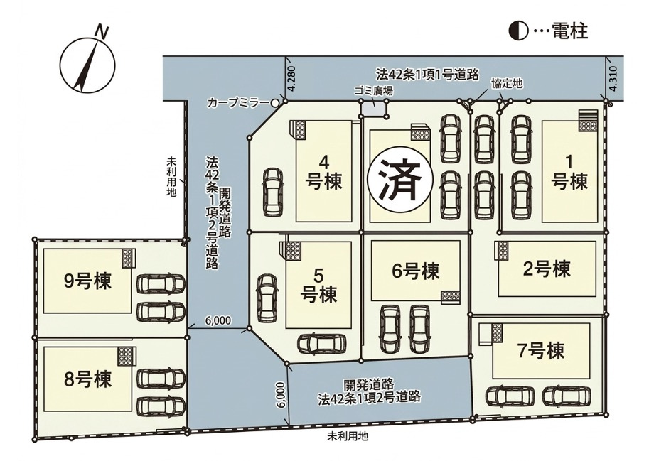 [新築住宅] 北本市二ツ家 第1 全9棟の区画図