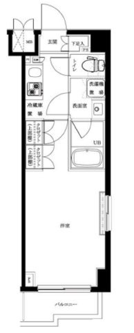 ルーブル蒲田十番館の間取り|西向きバルコニー広めの1Kバストイレ別独立洗面台　クローゼット大きめ！！